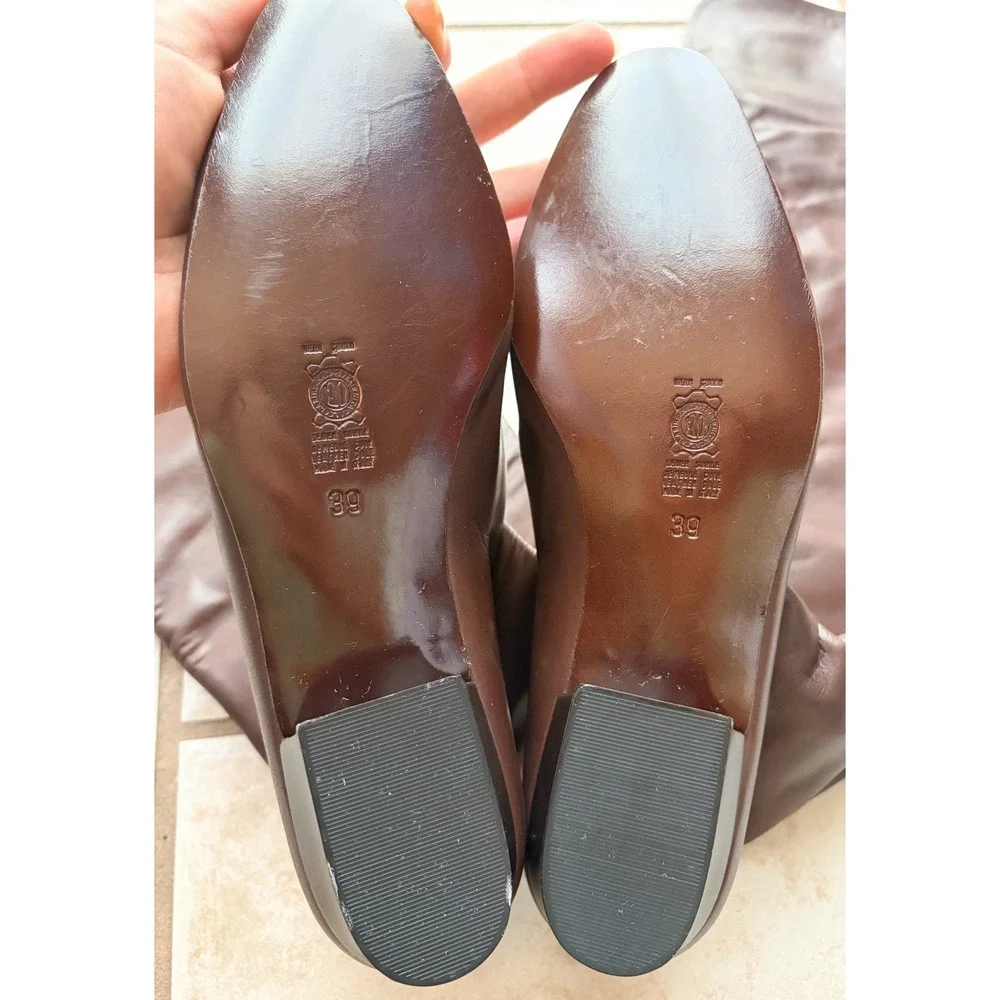 Vero Cuoio Italian Brown Leather Over The Knee Flat Boots Sz 39 Made In Italy